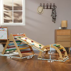 Set Triangolo di Pikler 5 in 1 Multicolore in Legno per Bambini 18-48 Mesi, per Strutture da Arrampicata e Giochi al Chiuso - Product Image 3