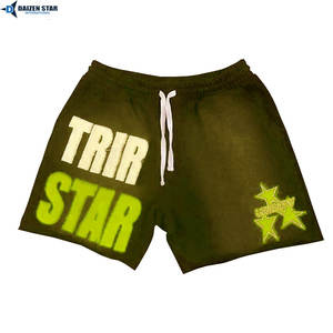 Shorts décontractés pour hommes en molleton de coton tricoté uni, taille mi-haute - Séchage rapide, respirant, écologique, avec cordon de serrage et broderie, marque privée - Product Image 6