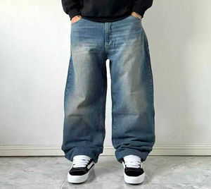 Premium Quality Men's High Street Straight Fit <b>Jeans</b> Wholesale LOW PRICE Custom HipHop Washed Cotton Denim <b>Jeans</b> - Product Image 4