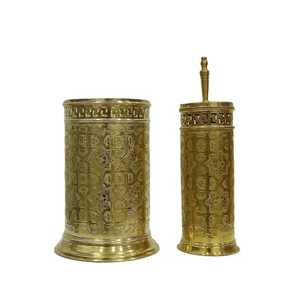 Polished Gold Stainless Steel <b>Toilet</b> <b>Brush</b> <b>Set</b> Glossy Metal <b>Bathroom</b> Commode Cleaning Scrubber Hotel Waste <b>Bin</b> Stand - Product Image 5