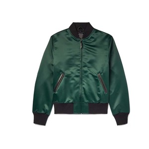 Blouson Bomber en Satin Noir pour Homme Coupe Droite Col Rabattu Fermeture Boutonnée Tenue Décontractée Automne / Veste de Rue en Satin Soie - Product Image 1