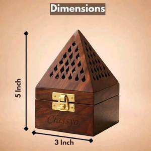Elegant Wooden Hand-Made Sandalwood Pyramid Incense <b>Burner</b> Set Aromatic Diffuser All-Season Use Wooden Mabkhara Box Decor Set - Product Image 4
