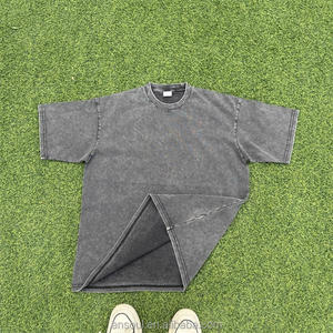 T-shirt pour homme en coton 100% délavé à l'acide, décontracté, respirant, coupe ample, court, surdimensionné, design usé, imprimé - Product Image 4