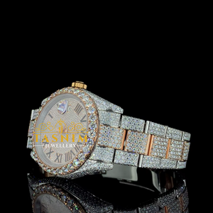 VVS Diamond Men's <b>Watch</b> <b>Black</b> 41mm Analog Glass Sport Business Fashion Stainless Steel Quartz ETA 20mm 2 Tone White Gold Plated - Product Image 3