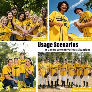 Maillot de baseball en polyester aux couleurs attrayantes, personnalisable avec logo, entièrement boutonné, grande taille, respirant, uniforme de baseball - Product Image 6