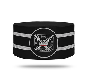 Silver Bullion Ceremonial Regalia <b>Cap</b> Knights Templar Black Crown <b>Cap</b> - Hoc Signo Vinces Silver Embroidered <b>Hat</b> - Product Image 1