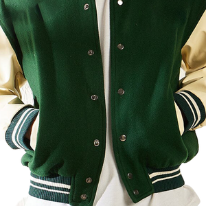 Letterman Custom <b>Green</b> Leather Varsity Jacket for Men Custom Varsity Jacket Wholesale Varsity Jackets for Men 2025 - Product Image 2