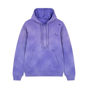 Sudadera con capucha de hombre con lavado ácido de algodón 100% de peso pesado de alta calidad, sudadera de gran tamaño de invierno desgastada con patrón sólido personalizado - Product Image 6