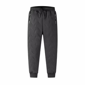 Men's Winter Warm Fleece <b>Lined</b> <b>Pants</b> Full Length Drawstring Solid Color Breathable Casual Trousers - Product Image 3