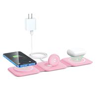 Pengisi Daya Nirkabel 3 in 1, Stasiun Pengisian Daya Nirkabel Magnetik untuk Perjalanan, Multi Perangkat, Stasiun Pengisian Daya GaN 3 in 1, Termasuk Adaptor
