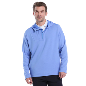 Sweat-shirt à capuche personnalisé pour homme avec col montant zippé 1/4, en molleton polyester-coton, motif imprimé, idéal pour le jogging d'automne - Product Image 1