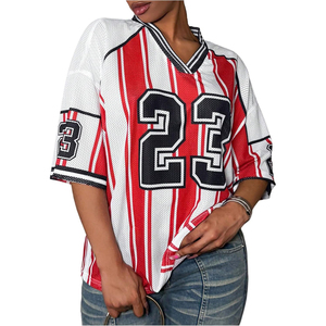 Maillot de basketball en mesh camouflage pour femme, col en V, manches courtes, coupe ample, respirant, vêtements de sport toutes saisons - Product Image 4