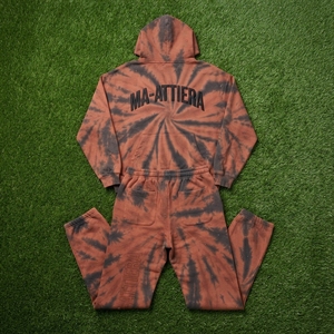 ชุดเซ็ตฮู้ดดี้และกางเกงขายาวสีดำลายไทไดสำหรับผู้ชาย เสื้อฮู้ดซิป มีฮู้ด กางเกงขายาวทรงกว้าง ชุดวอร์มสองชิ้น - Product Image 6