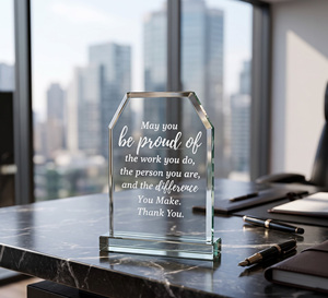 Trophée en cristal gravé au laser personnalisé avec base, citation de remerciement, prix pour cadeaux d'appréciation - Product Image 3
