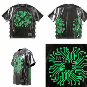 T-shirt oversize streetwear futuriste haute couture avec impression circuit, style techwear urbain MALUZA INDUSTRIES - Product Image 6