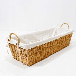 Woven Rattan <b>Bread</b> <b>Basket</b> with Linen Liner Braided Handle Rectangular Serving <b>Basket</b> for Bakery Cafe Home - Product Image 1