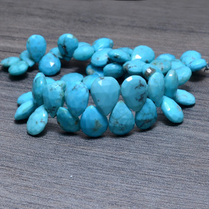 Perles de turquoise naturelle d'Arizona facettées en forme de poire, 6x8mm-7x10mm, pierres semi-précieuses pour la création de bijoux - Product Image 2