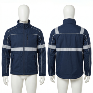 Veste de travail en tissu polyester mesh 280 GSM, panneau réfléchissant orange, impression de logo personnalisée, broderie de logo - Product Image 3
