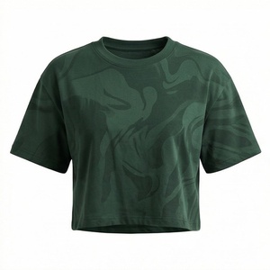 เสื้อครอปท็อปผ้าฝ้ายสีตามสั่งสำหรับผู้หญิง เนื้อผ้าเบาสบาย ระบายอากาศได้ดี เหมาะสำหรับสตรีทแวร์ ฟิตเนส ออกกำลังกาย เสื้อยืดสำหรับออกกำลังกาย - Product Image 1