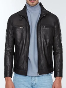 Veste en cuir noir authentique Wayne - Product Image 2
