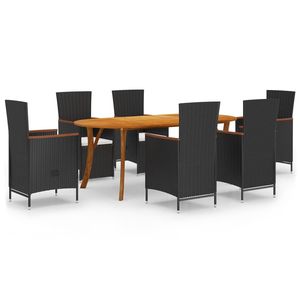 Juego de Comedor de Patio de 7 Piezas en Negro para Uso en Jardín - Product Image 2