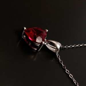 Collier en rubis, pendentif cœur en argent, pierre de naissance de juillet, cadeau d'anniversaire pour femme - Product Image 5