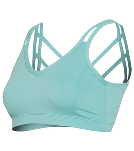 Soutien-gorge de sport sans coutures pour femme, col en V, dos nageur, maintien moyen, couleur unie, respirant et extensible, idéal pour le yoga, le fitness et l'entraînement - Product Image 3