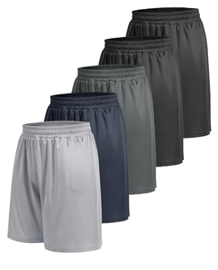 Men's <b>Black</b> 100% Cotton Solid Front Logo Quick Dry Elastic Waist Shorts with Pockets Casual Sport Style - Product Image 5