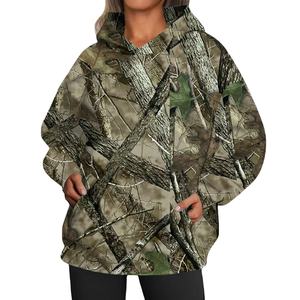 เสื้อมีฮู้ดซิปแขนยาวโอเวอร์ไซส์ผ้าโพลีเอสเตอร์พิมพ์ลายใบเมเปิ้ล - Product Image 3