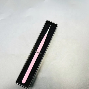 Pince à épiler à pointe droite pour extension de cils couleur rose bébé enduit forte adhérence pince à cils marque privée - Product Image 2