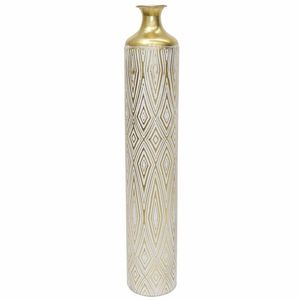Vase de sol en laiton Art Déco avec motif géométrique, pièce décorative faite à la main - Product Image 1
