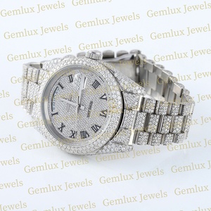 Nouvelle Collection D VVS Moissanite Diamant Full Iced Out Acier Inoxydable Cadran Romain Montre Hip Hop Diamant pour Hommes - Product Image 5