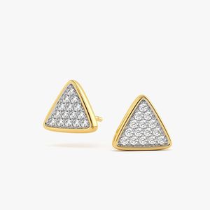 Pendientes de Oro Amarillo con Diamantes Cultivados en Laboratorio en Forma de Triángulo y Engaste de Pavé - Product Image 3