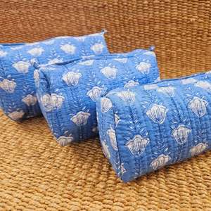 Organizador de Cosméticos Profesional Reutilizable y Reciclado para Mujer, Bolsa de Maquillaje de Algodón Acolchado con Estampado Floral Indio - Product Image 5