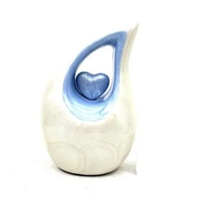 Urna Funeraria para Mascotas en Forma de Lágrima Azul con Diseño de Huella de Pata, Urna Decorativa Personalizable para Guardar Cenizas - Product Image 4