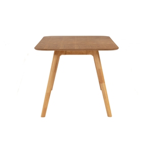 Table à manger rectangulaire en chêne massif de style nordique du milieu du siècle, plateau en placage de frêne naturel, pieds évasés, pour grande maison - Product Image 4
