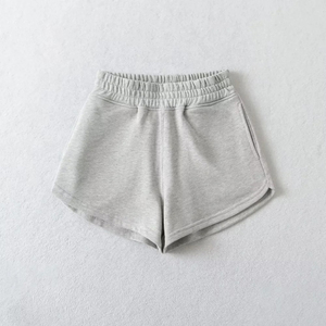 Shorts en tricot taille haute pour femmes, couleur unie, taille élastique, coupe régulière, décontracté, respirant, tissu en spandex et polyester - Product Image 6