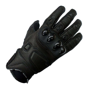 Full Finger Leather Racing Gloves <b>Black</b> With Red Stitching Breathable Non-Slip <b>Hook</b> And Loop Closure For Riding Outdoor Use - Product Image 4