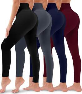 Leggings de yoga sin costuras color granate de secado rápido para mujer, 100% algodón, cintura alta, con logo personalizado, pantalones ajustados para mujer en venta - Product Image 2