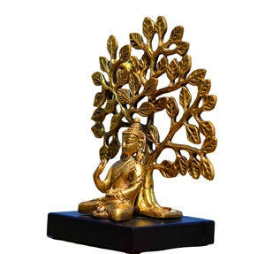 Nirmala Handicrafts brass meditating buddha sitting under <b>tree</b> gift item home <b>decore</b> buddha statue - Product Image 3