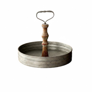 Modern Design Eco-Friendly Iron/Galvanized Round <b>Serving</b> <b>Tray</b> Platter with <b>Black</b> Handles Dishwasher Safe Home Kitchen Accessory - Product Image 5