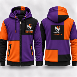 Sudadera con Capucha Navista Sports para Hombre, con Cierre, Rayas Negras, Verdes y Doradas, Transpirable, Tejida, Corte Regular, Estilo Deportivo Otoñal - Product Image 2