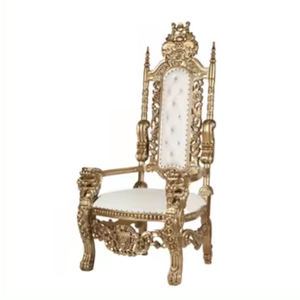 Wooden Throne <b>Chairs</b> Luxury Antique Design King Throne <b>Chair</b> <b>Highback</b> for Wedding Event and Living Room Use - Product Image 2