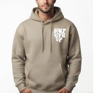 Sudadera con Capucha Personalizada para Hombre, de Alta Venta, con Estampado 'Don't Give Up', de Algodón French Terry, Informal, para Otoño, con Logotipo Frontal Regular - Product Image 1
