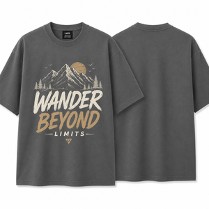 เสื้อยืดแขนสั้นสีเขียวเข้ม Wander Limits สำหรับผู้ชาย คอกลม ทรงปกติ ผ้าฝ้าย 100% พิมพ์ลายตัวอักษรด้านหน้า ระบายอากาศได้ดี - Product Image 1