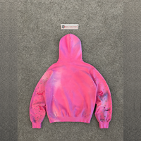 Sweat à capuche oversize vintage rose vieilli avec fermeture éclair et détails en strass, style streetwear unisexe, 100 % coton, hiver