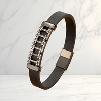 Bracelet en cuir de luxe MenneM avec strass, fermeture magnétique, minimaliste, pour usage quotidien, bijoux de mode pour femmes et hommes