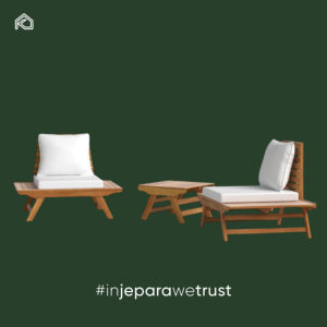 Sofá individual de teca maciza para exteriores con respaldo de listones, patas cónicas y cojín grueso para patio y resort - Product Image 6