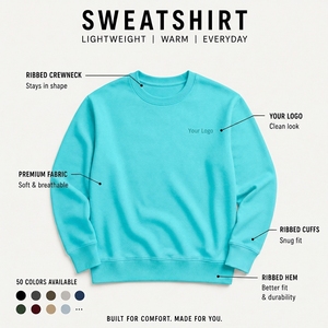 เสื้อสเวตเชิ้ตคอกลมสีเทอร์ควอยซ์แบบยูนิเซ็กซ์ ทรงปกติ ผ้าฟลีซถัก  แบบสวมหัว พิมพ์ลายดิจิทัล เป็นมิตรกับสิ่งแวดล้อม สไตล์ลำลองสำหรับฤดูหนาว - Product Image 6