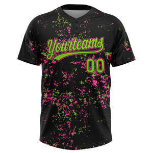 Camiseta de Béisbol Personalizada con Graffiti de Neón, Cuello en V, Manga Corta, Impresión por Transferencia de Calor, Nombre y Número Personalizados, Unisex, Adulto, Secado Rápido - Product Image 4